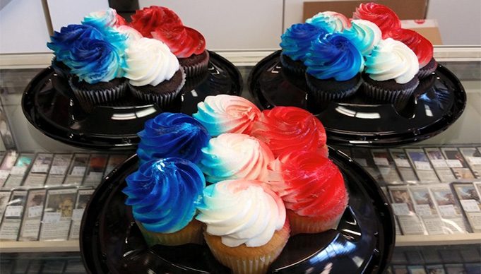Red, White, and Blue Frosted Cupcakes