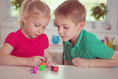 Kids learning with dice