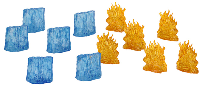 Wall of Fire and Wall of Ice pieces out of  the box