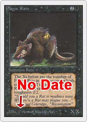 Magic: the Gathering Card showing no date on copyright line