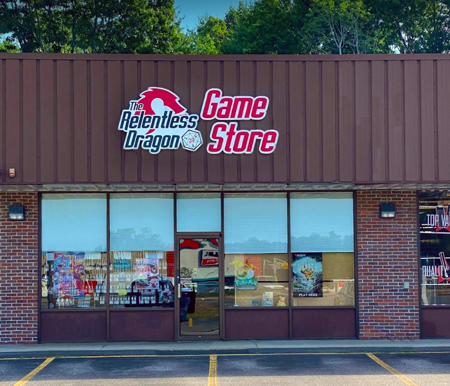 Photo of the front of The Relentless Dragon game store, in Nashua, New Hampshire